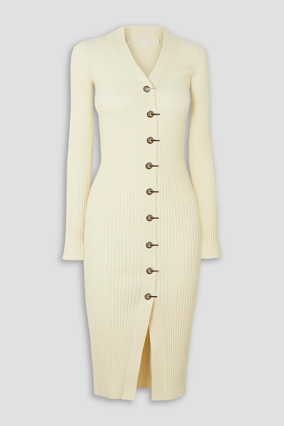 Dion Lee Gradient Ribbed Cotton-blend Midi Dress In Cream