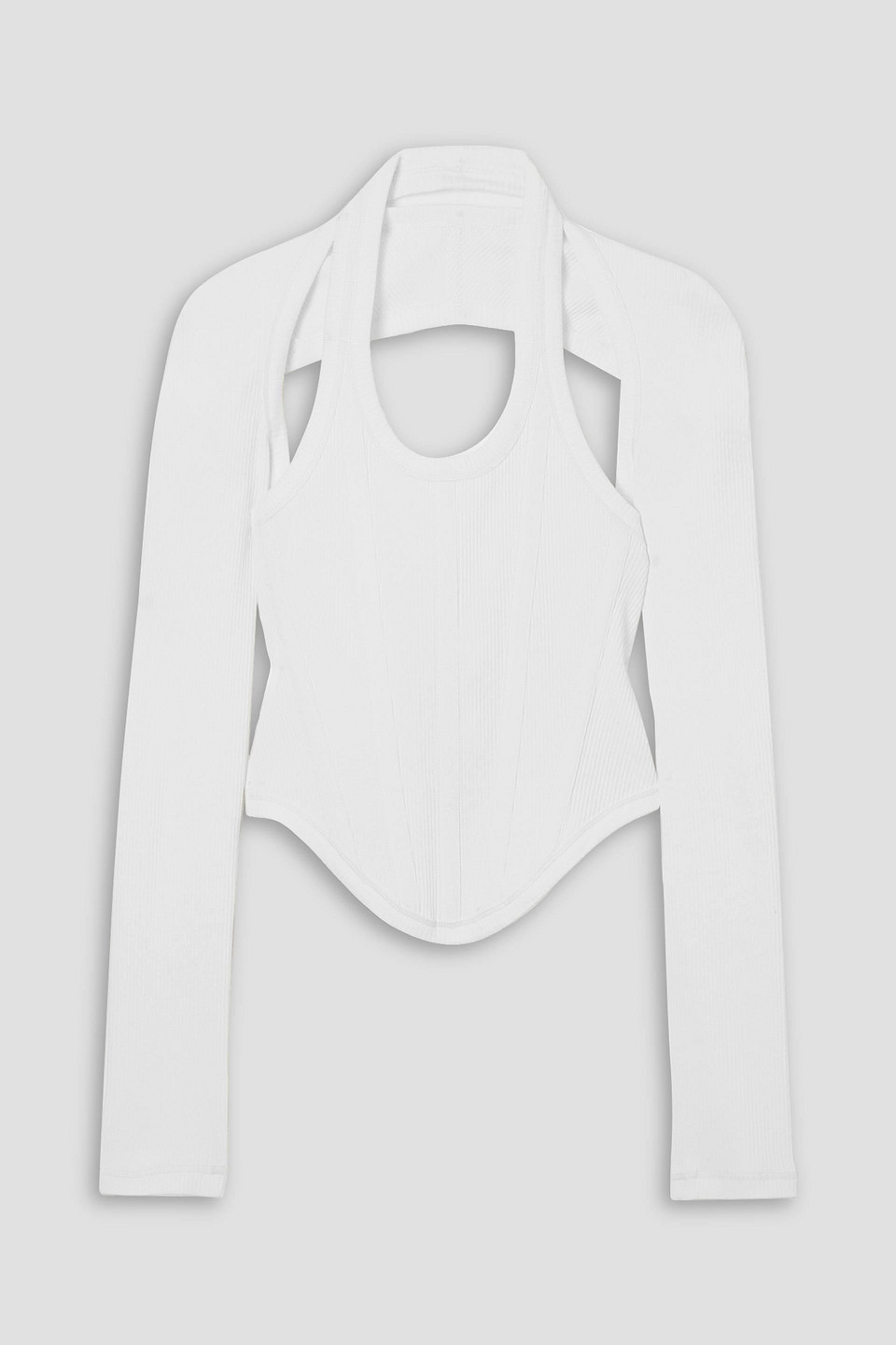 dion lee - modular cutout ribbed stretch-cotton jersey bustier top - white - uk/au 10