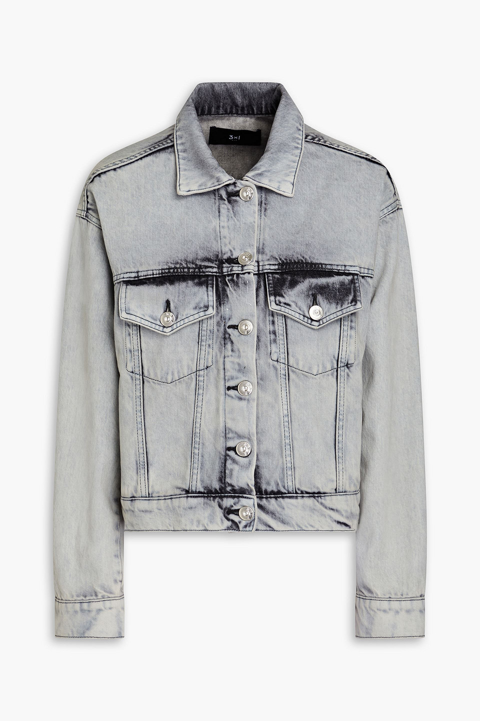 3x1 Oversized Faded Denim Jacket In Grey