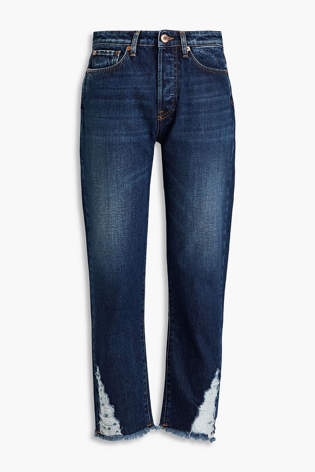Distressed boyfriend jeans