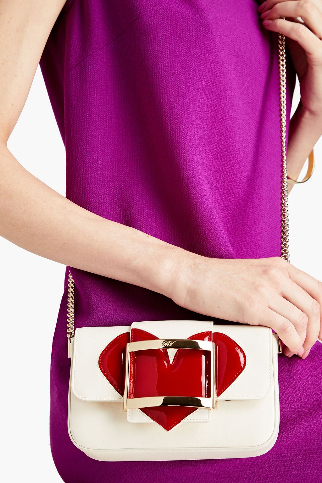ROGER VIVIER Two-tone smooth and patent-leather shoulder bag