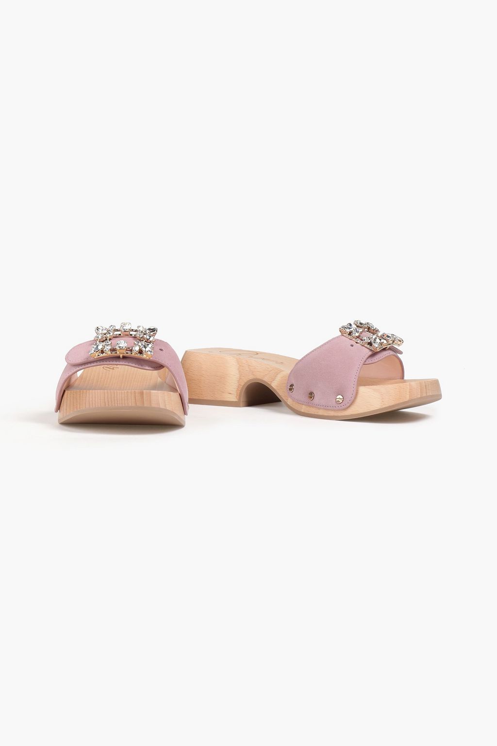 ROGER VIVIER Viv crystal-embellished suede mules
