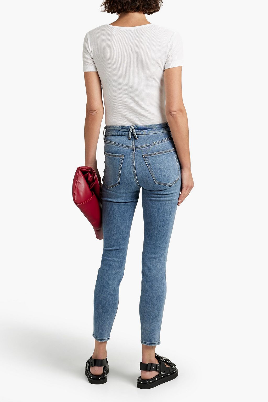 GOOD AMERICAN Good Legs hoch sitzende Cropped Skinny Jeans in Distressed-Optik