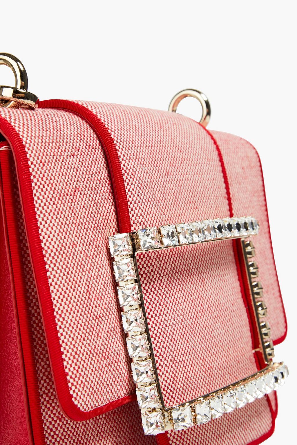 ROGER VIVIER Verzierte Schultertasche aus Jacquard mit Lederbesatz