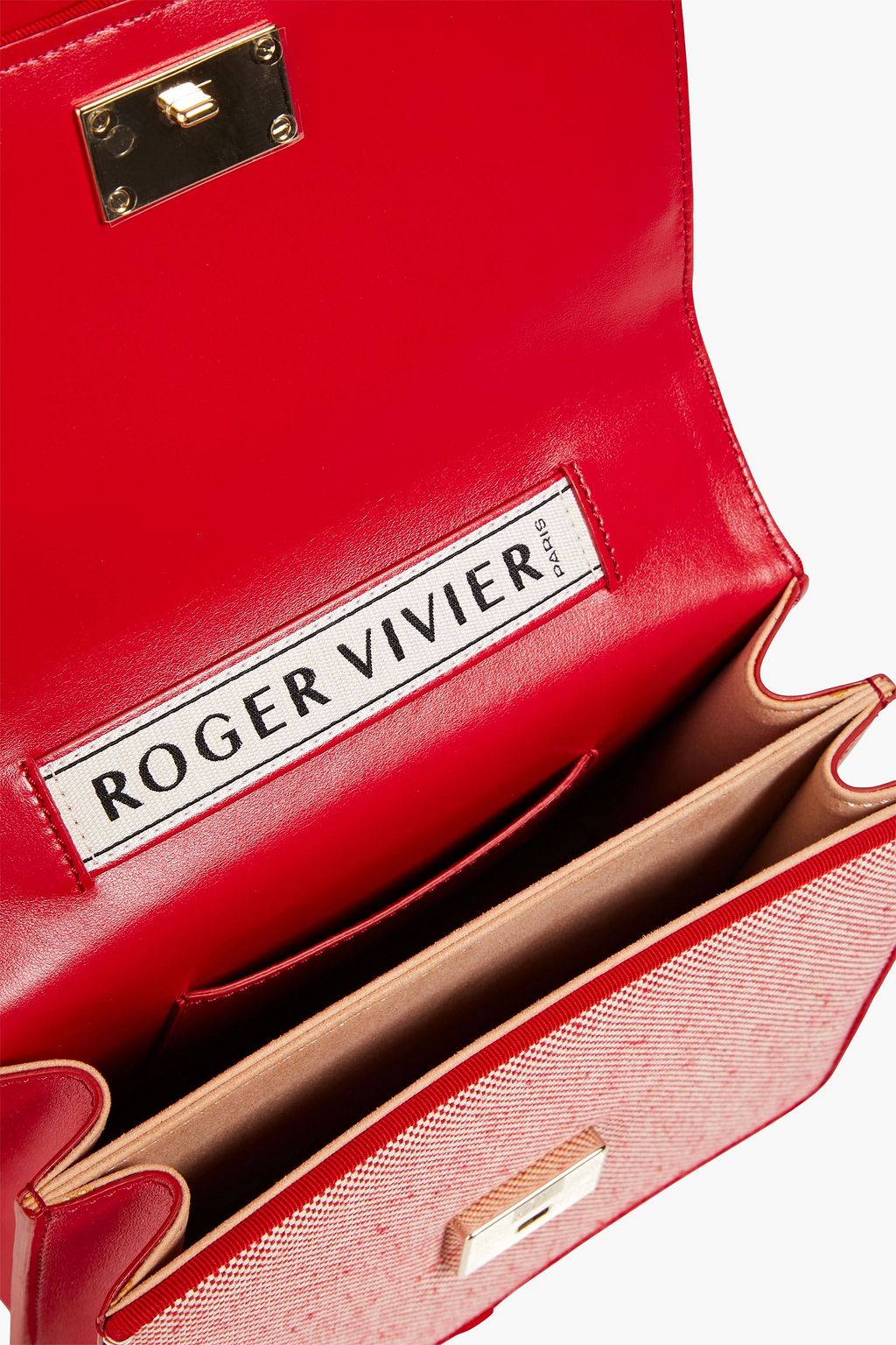 ROGER VIVIER Verzierte Schultertasche aus Jacquard mit Lederbesatz