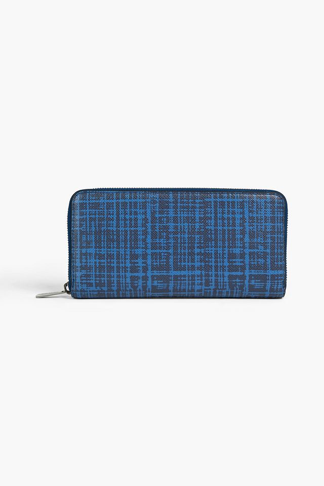 Printed textured-leather wallet