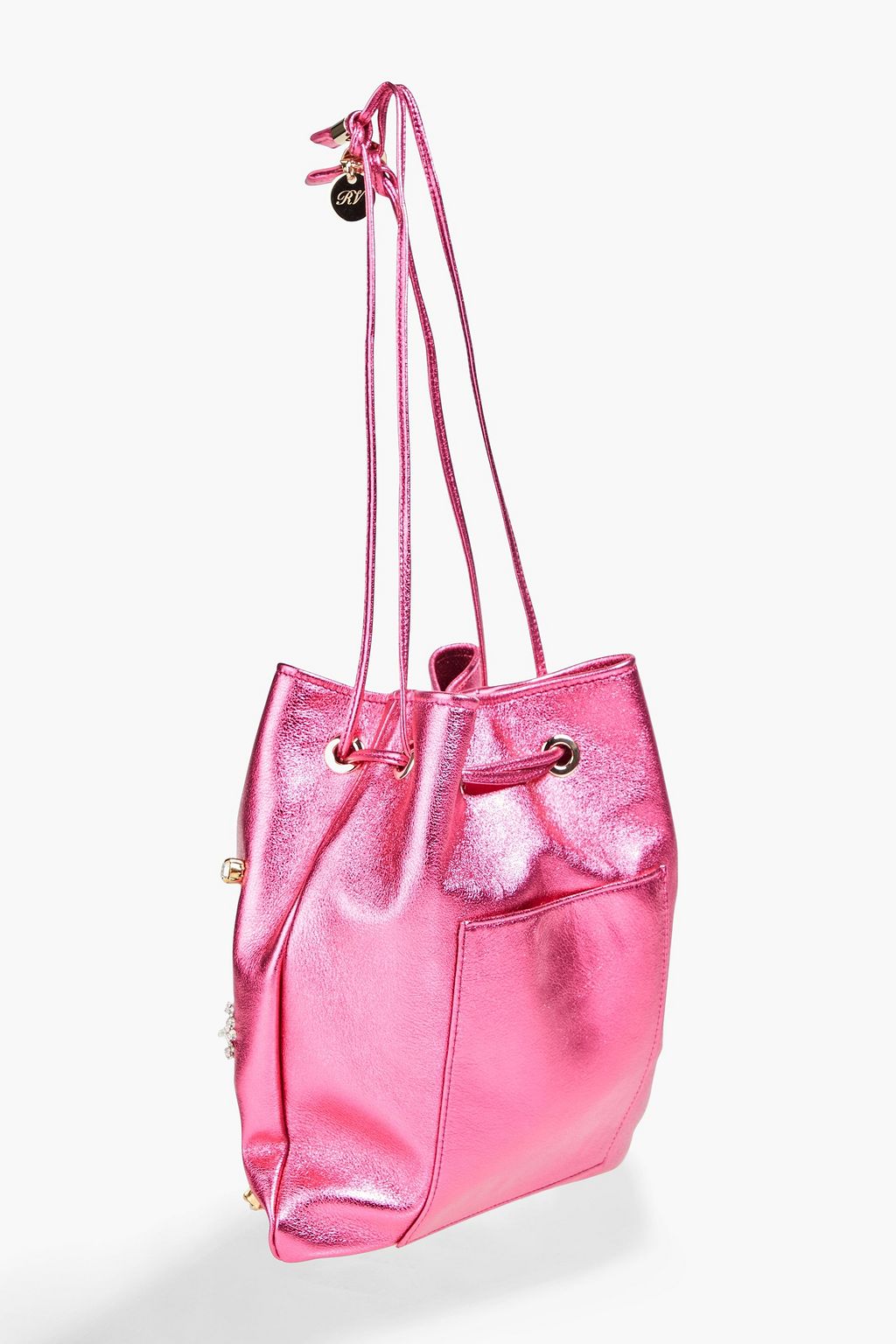 ROGER VIVIER Embellished metallicleather bucket bag THE