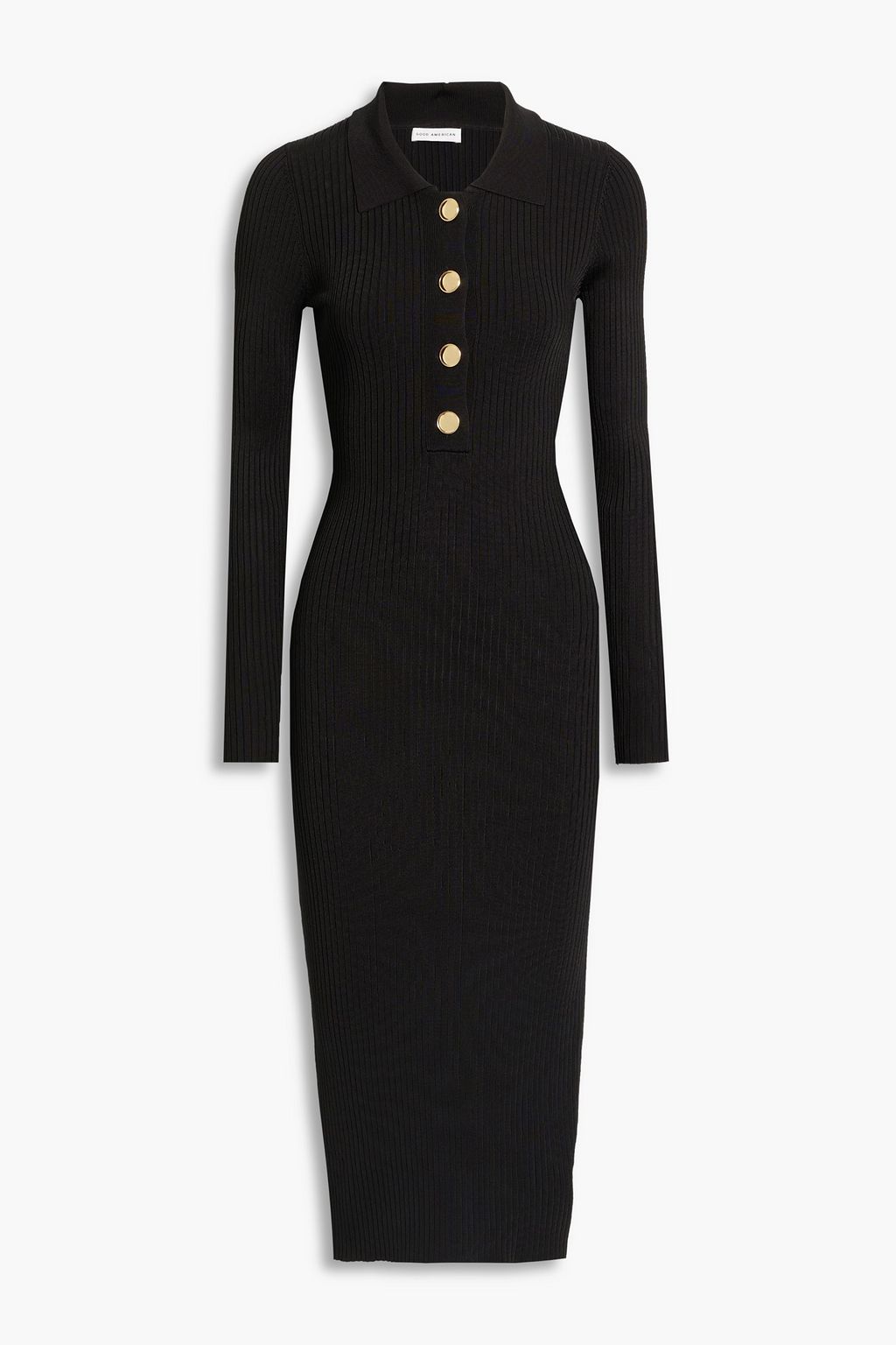 Black Ribbed-knit midi dress | GOOD 