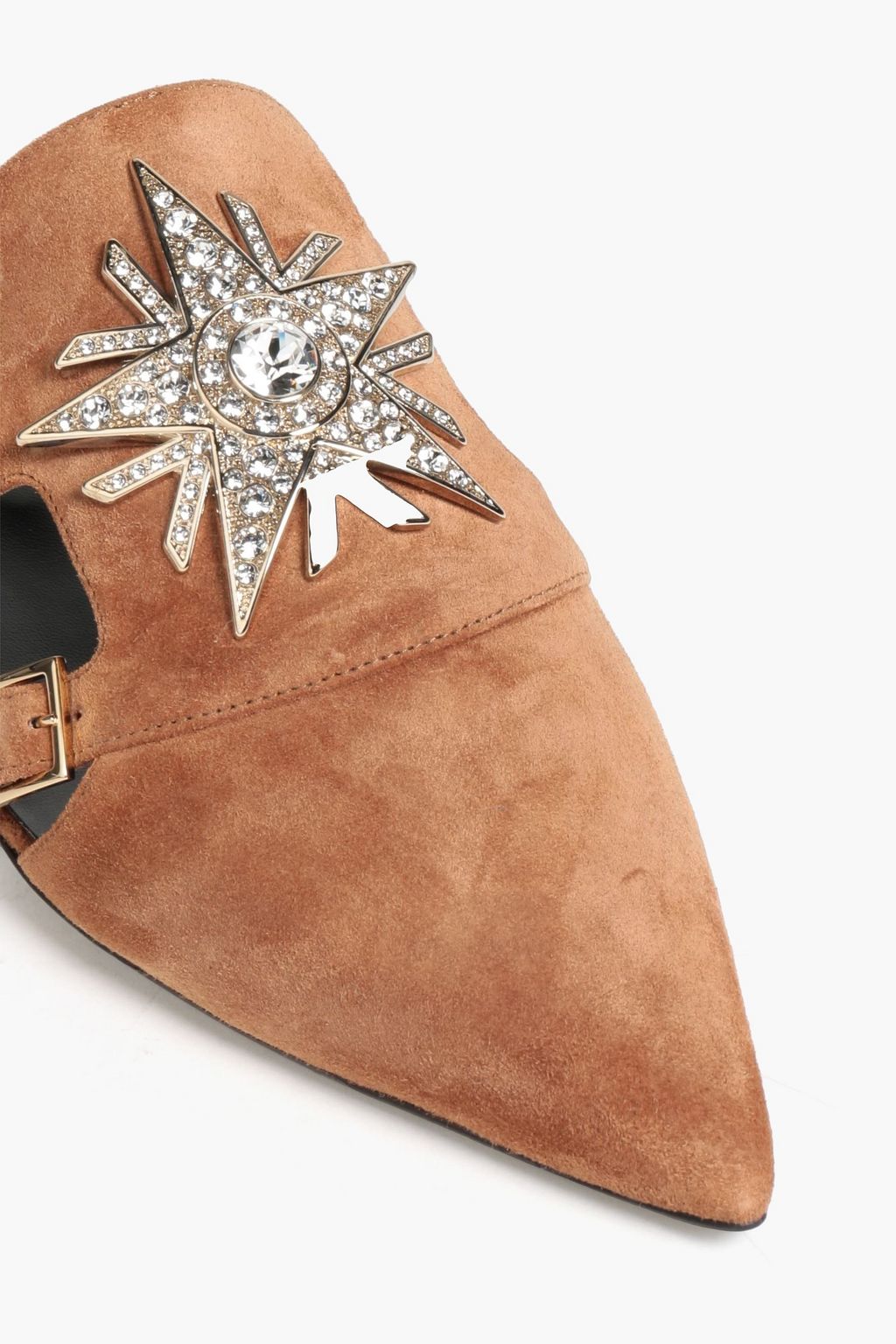 ROGER VIVIER Crystal-embellished suede slippers
