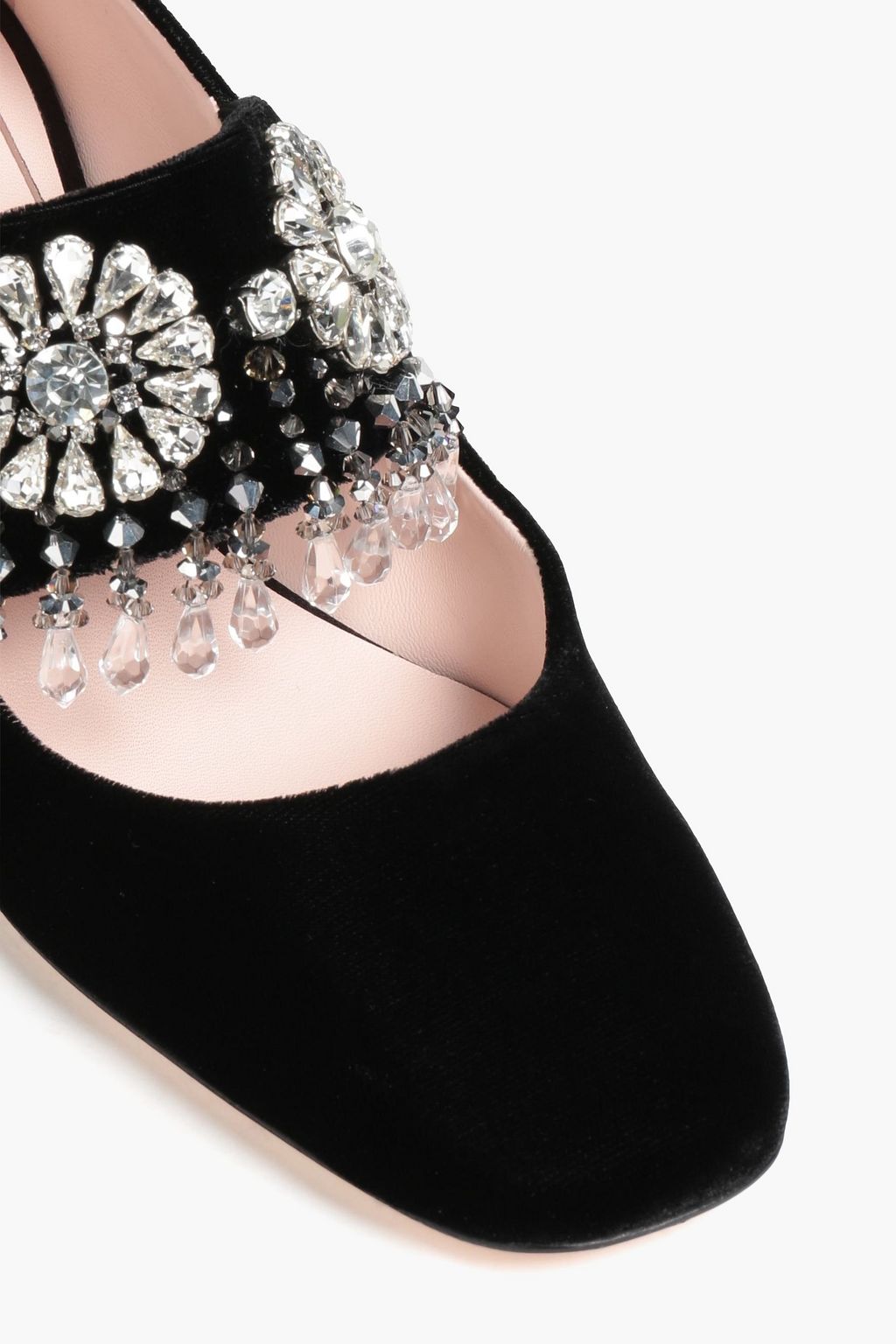 ROGER VIVIER ベルベット メリージェーンパンプス クリスタル付き