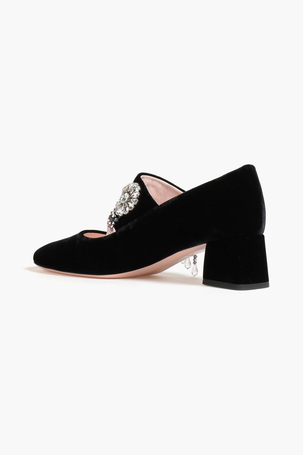 ROGER VIVIER ベルベット メリージェーンパンプス クリスタル付き