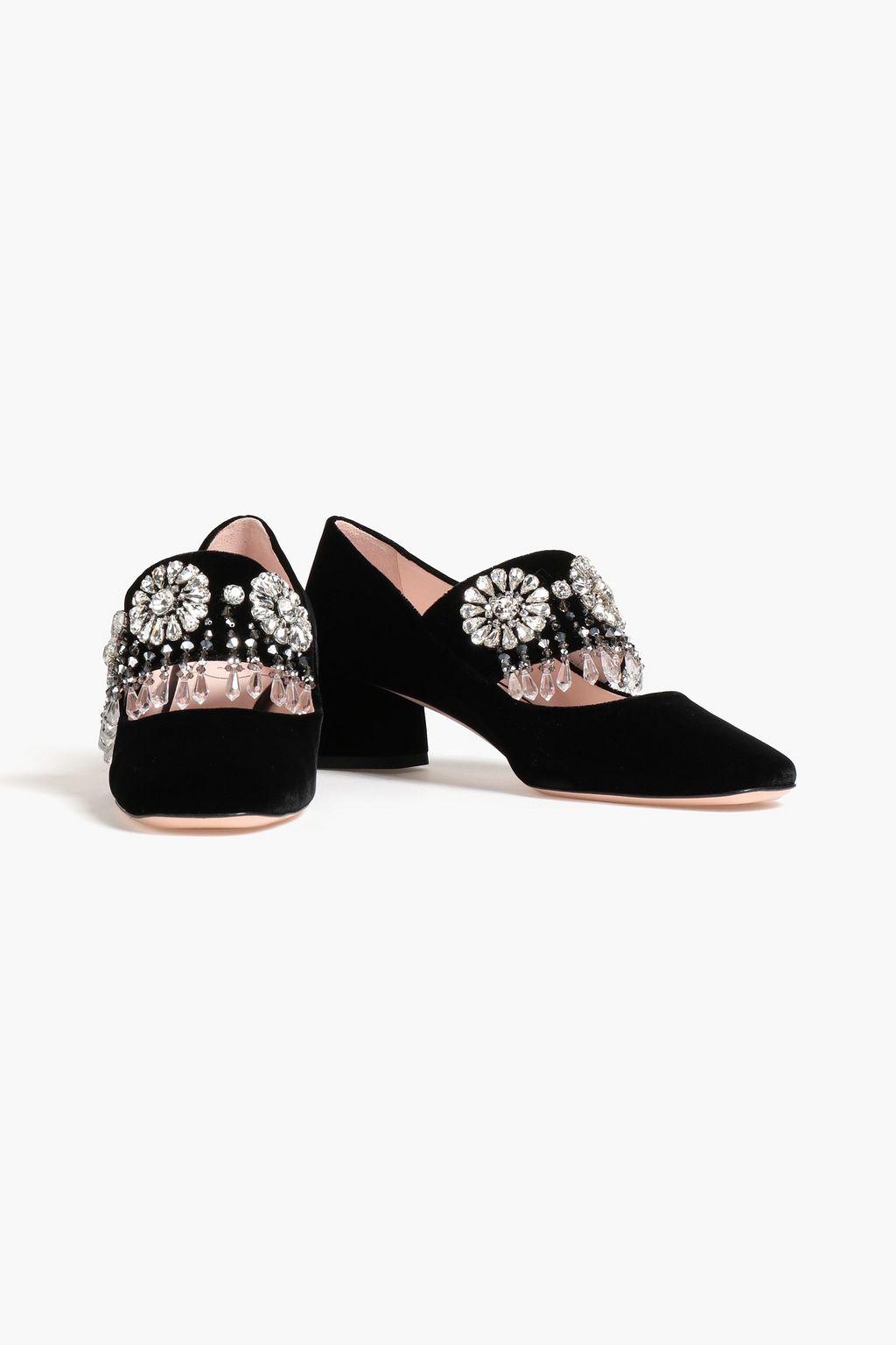 ROGER VIVIER ベルベット メリージェーンパンプス クリスタル付き