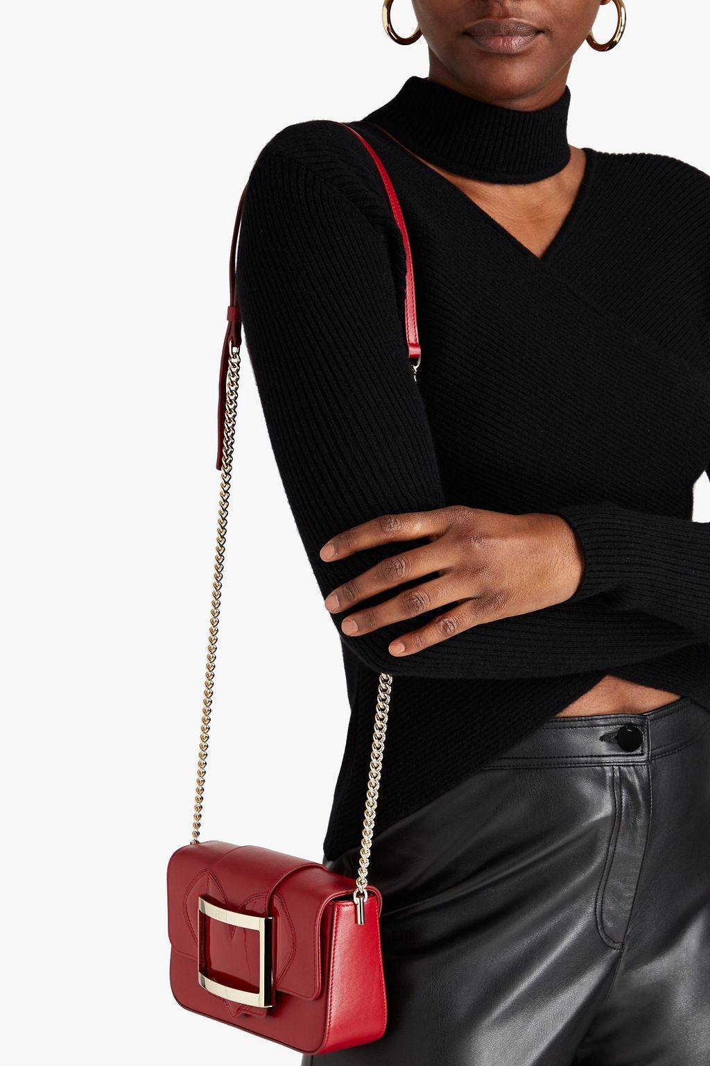 ROGER VIVIER Two-tone smooth and patent-leather shoulder bag