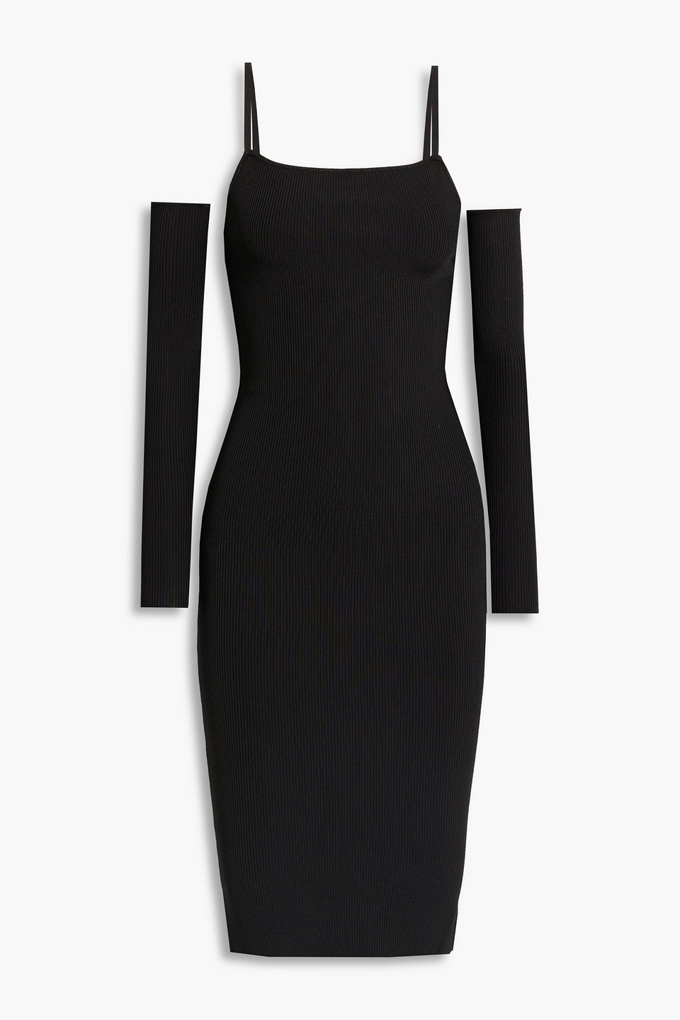 Alice And Olivia Convertible Ribbed-knit Dress In Black