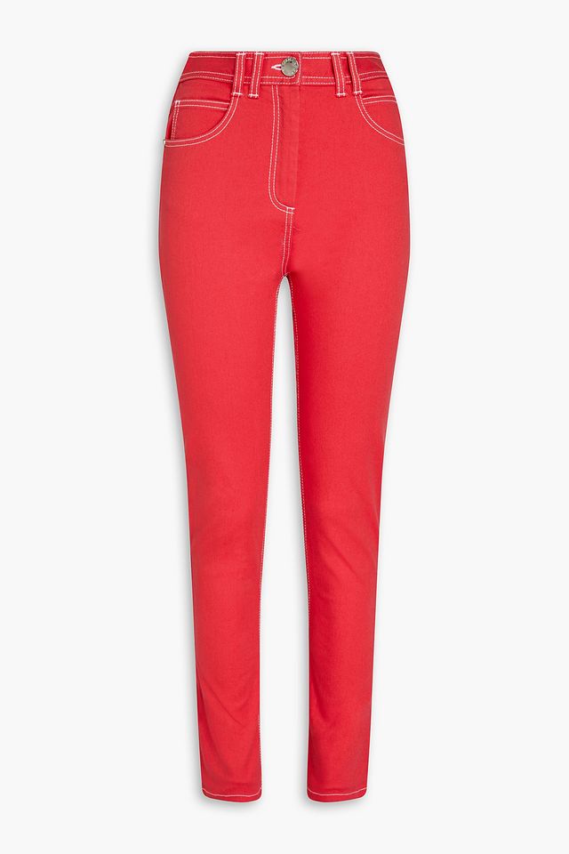 Embroidered high-rise skinny jeans