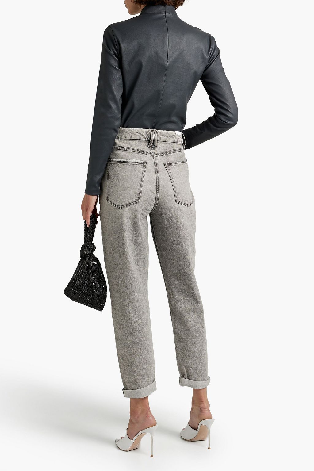 GOOD AMERICAN Distressed high-rise straight-leg jeans