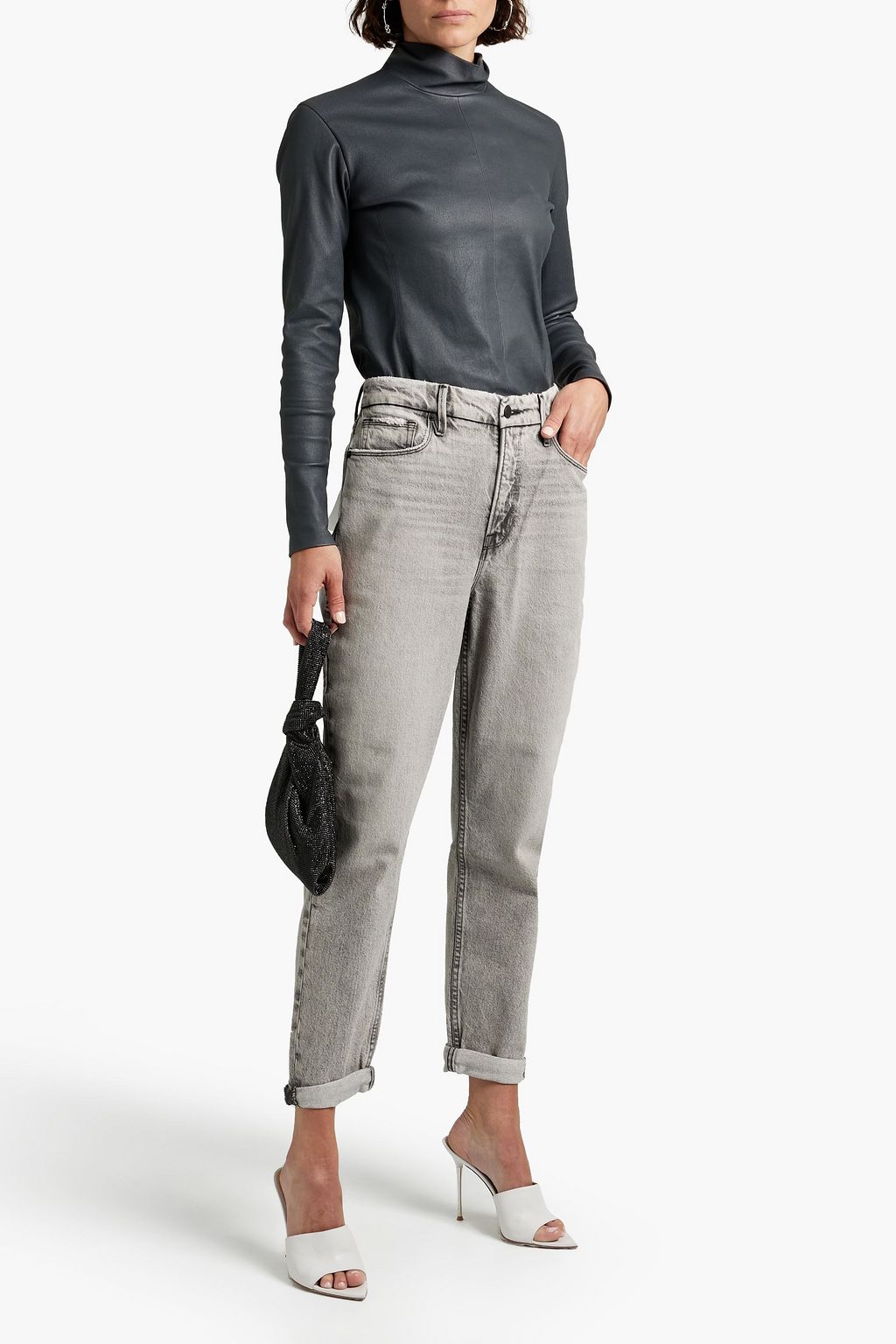 GOOD AMERICAN Distressed high-rise straight-leg jeans