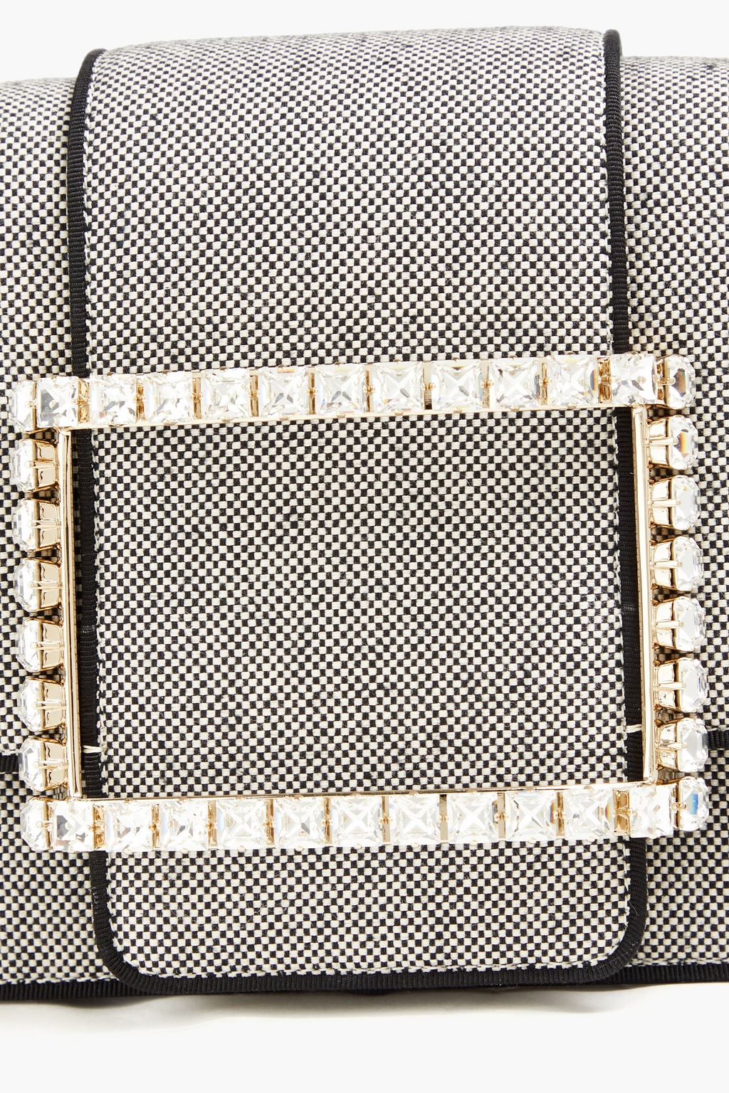 ROGER VIVIER Leather-trimmed embellished  jacquard cross-body bag