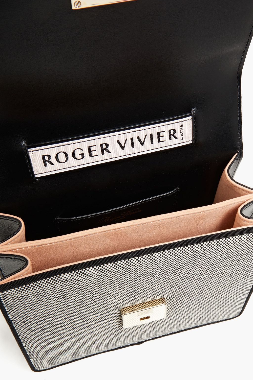 ROGER VIVIER Leather-trimmed embellished  jacquard cross-body bag