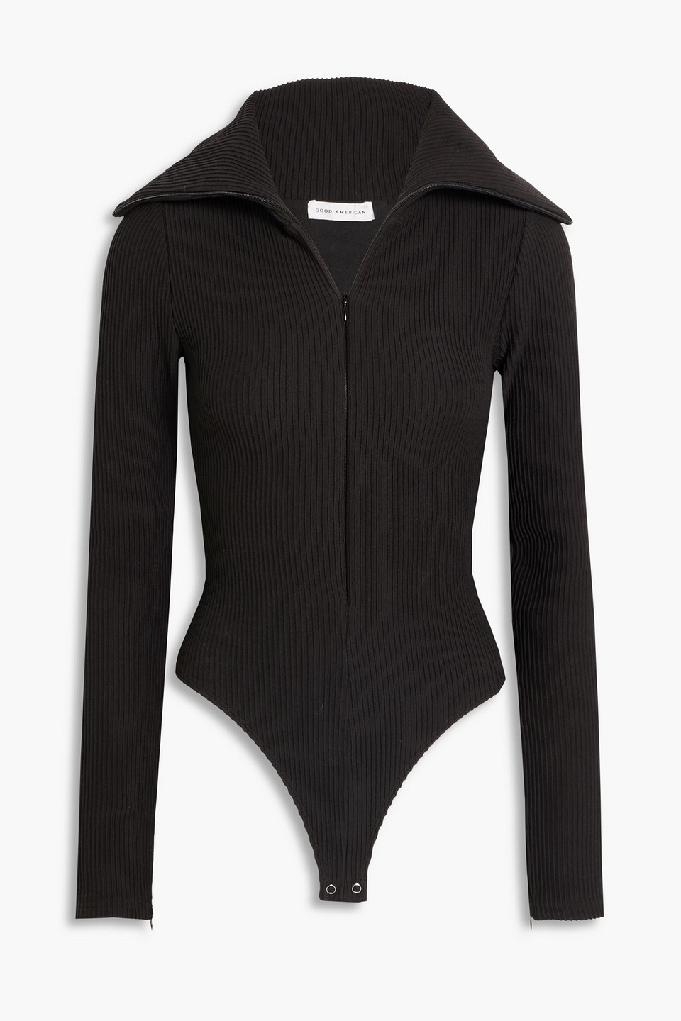 Good American Ribbed Cotton-blend Jersey Bodysuit In Black