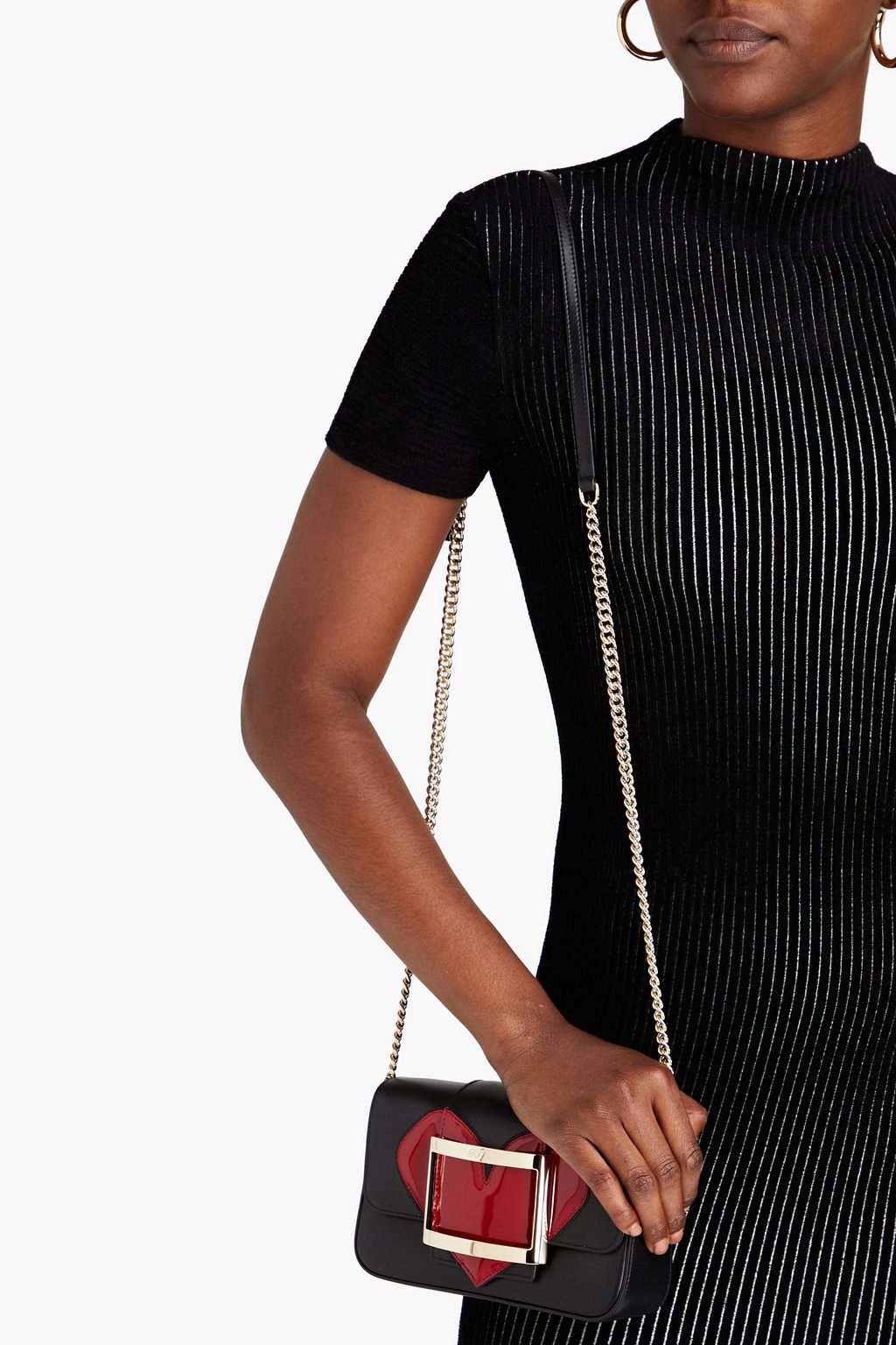 ROGER VIVIER Two-tone smooth and patent-leather shoulder bag
