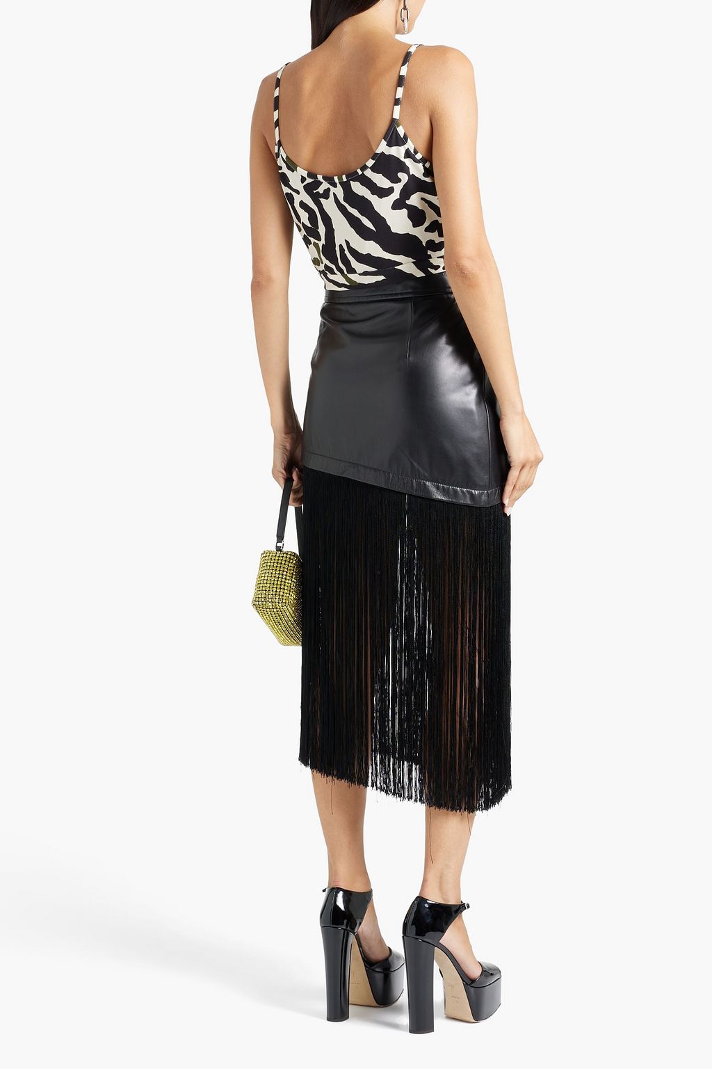 DUNDAS Zebra-print crepe camisole