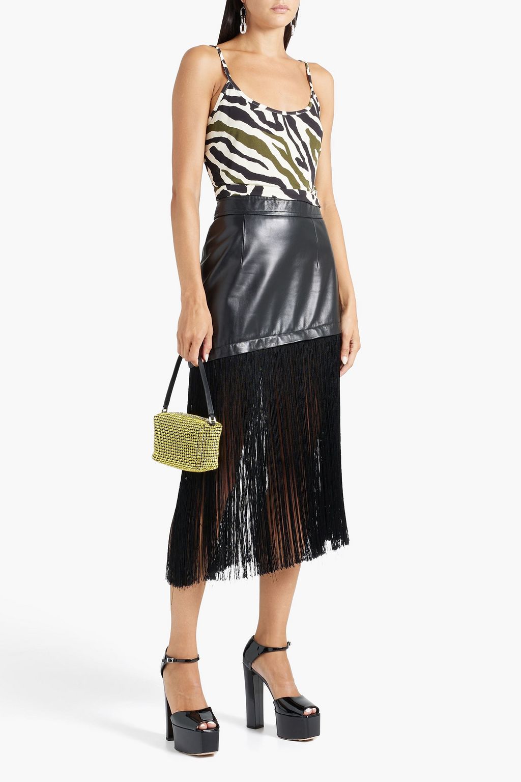 DUNDAS Zebra-print crepe camisole