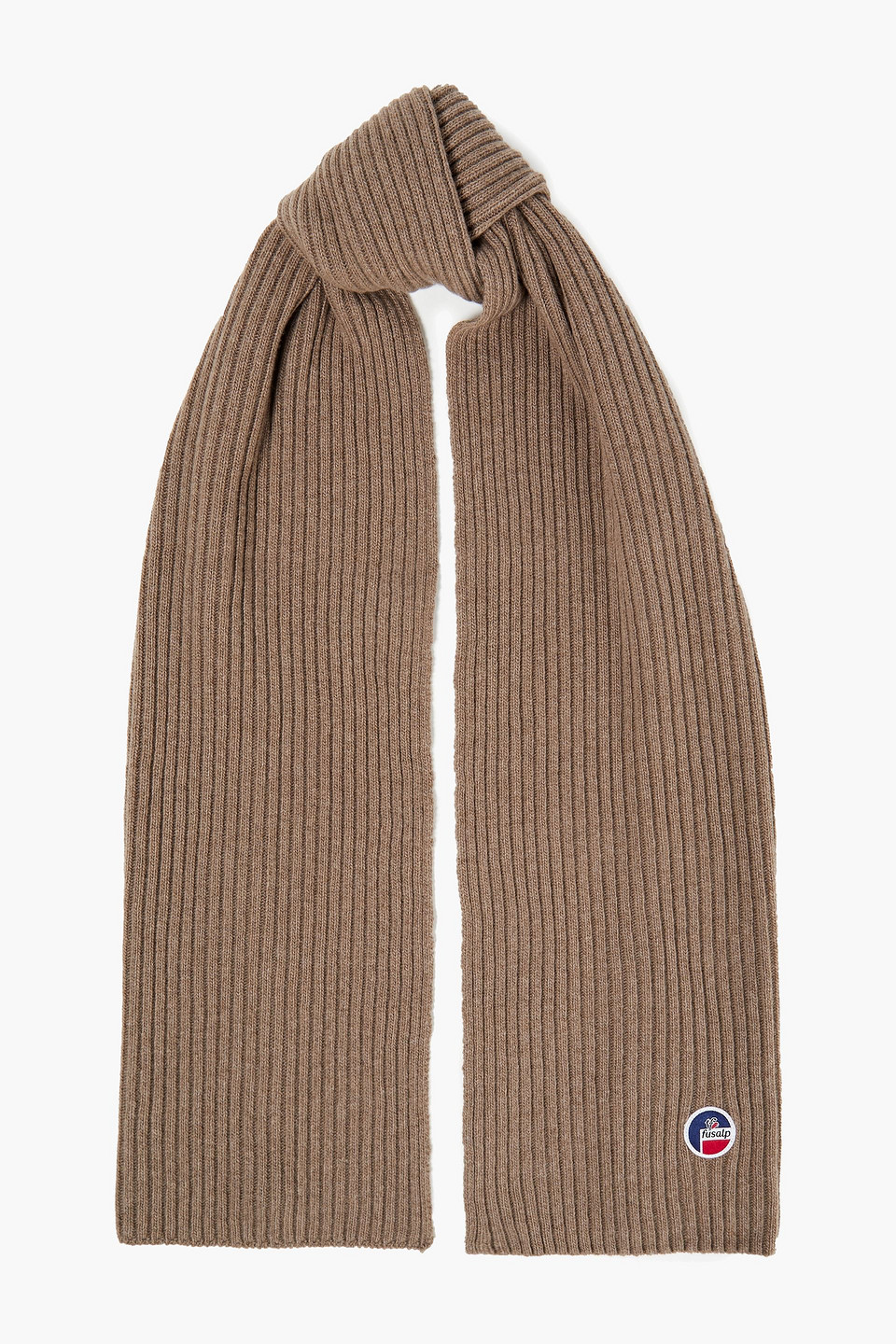 Fusalp Ribbed Merino Wool And Cashmere-blend Scarf In Mushroom