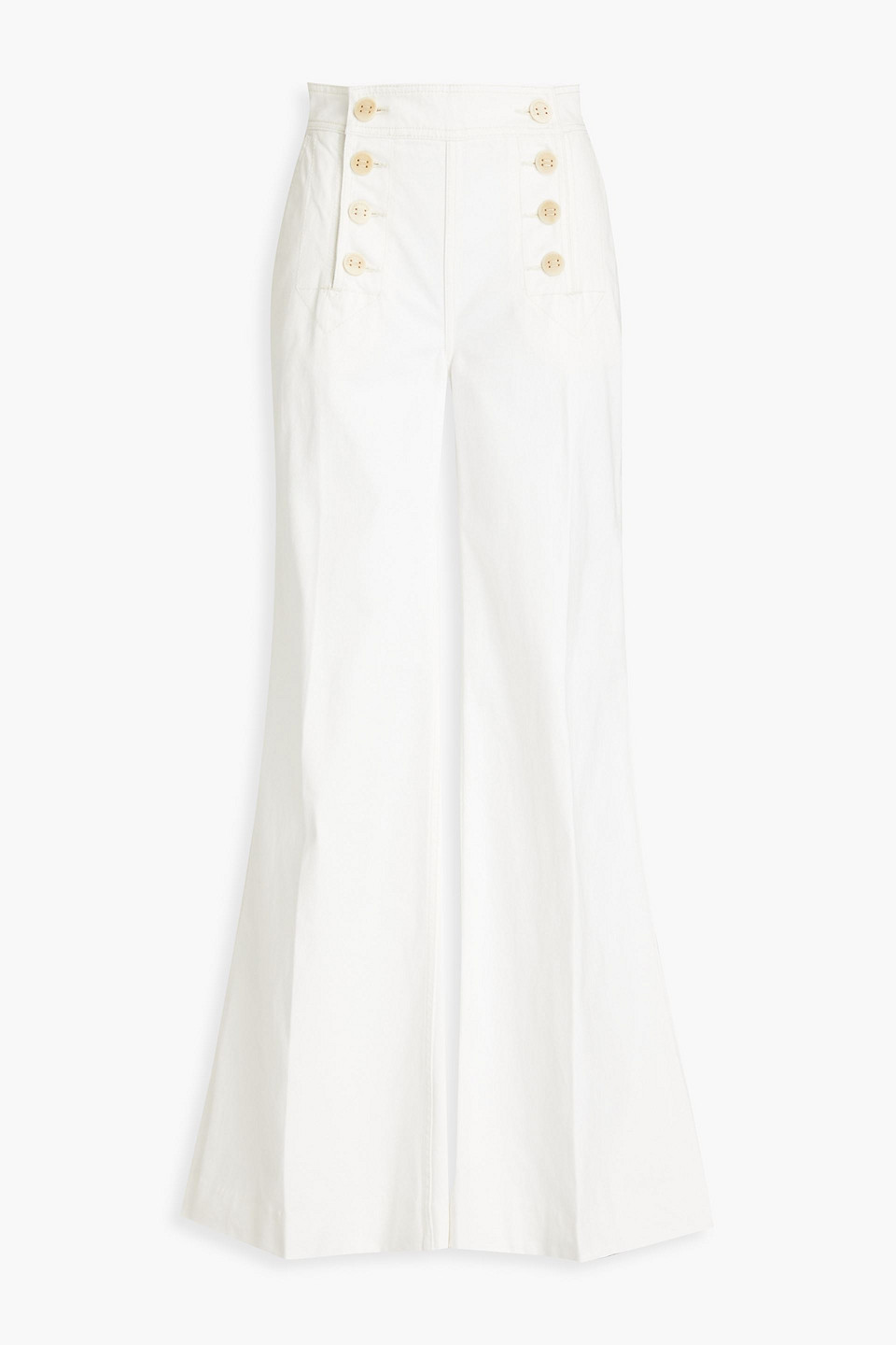 Zimmermann Embroidered High-rise Wide-leg Jeans In Ivory