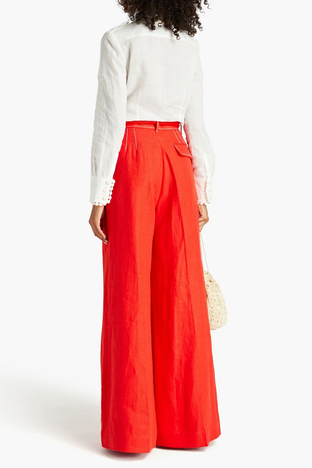 ZIMMERMANN Belted linen wide-leg pants