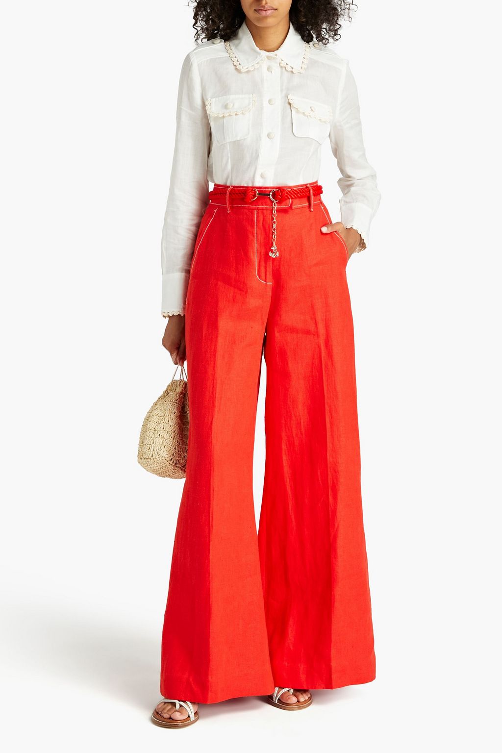 ZIMMERMANN Belted linen wide-leg pants