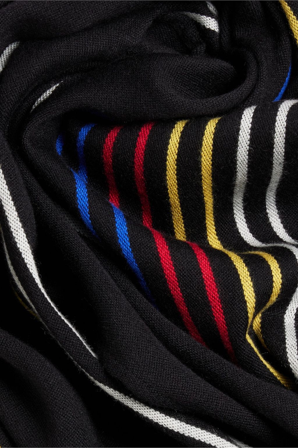 SAINT LAURENT Fringed striped wool scarf