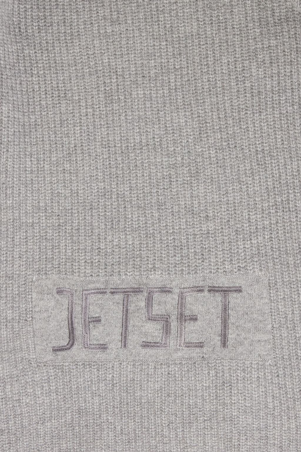 JETSET Embroidered mélange ribbed cashmere scarf