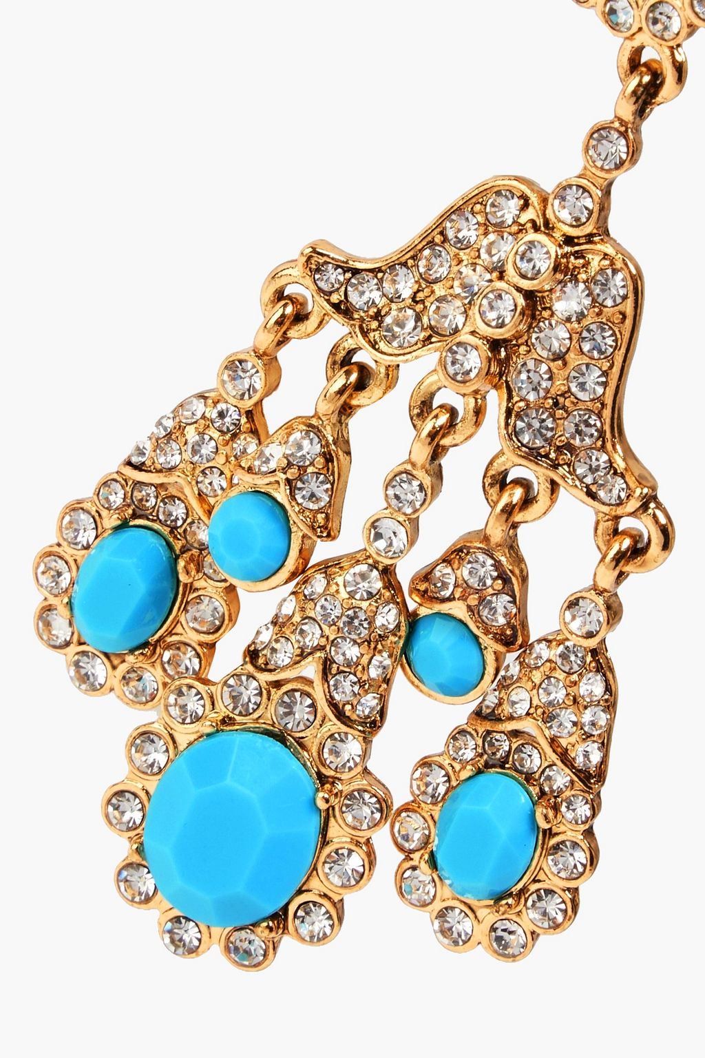 KENNETH JAY LANE Gold-tone, crystal and stone clip earrings
