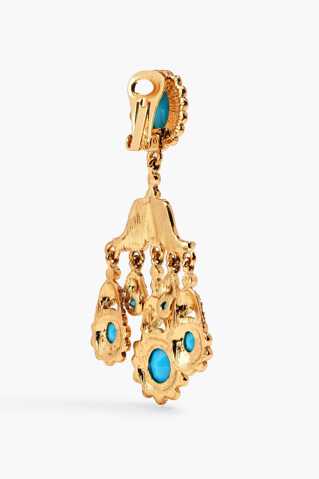 KENNETH JAY LANE Gold-tone, crystal and stone clip earrings