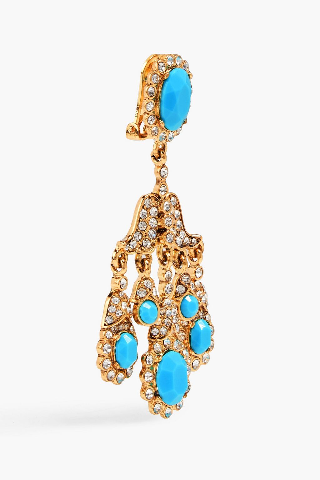 KENNETH JAY LANE Gold-tone, crystal and stone clip earrings