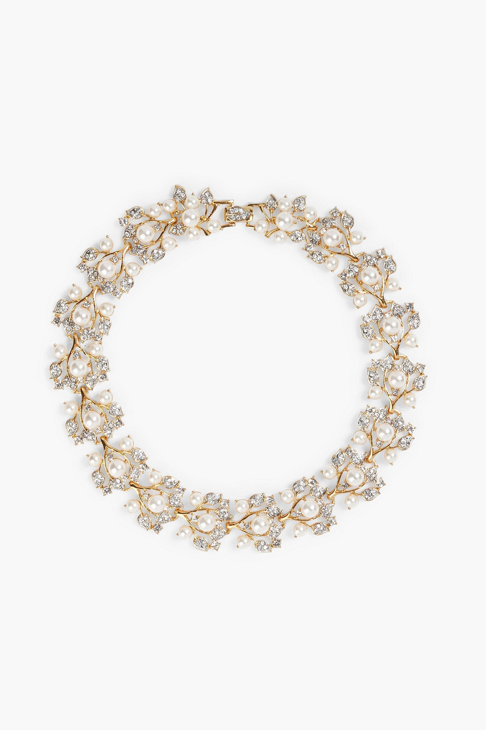 Kenneth Jay Lane Gold-tone, Crystal And Faux Pearl Choker