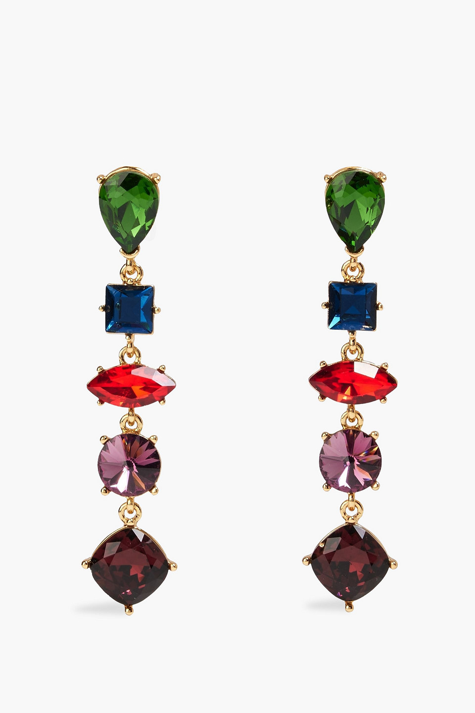 Kenneth Jay Lane Gold-tone Crystal Clip Earrings In Multicolor