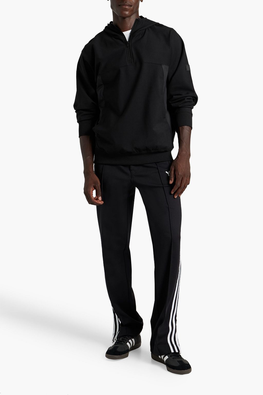 Y-3 Cotton-blend jersey half-zip hoodie