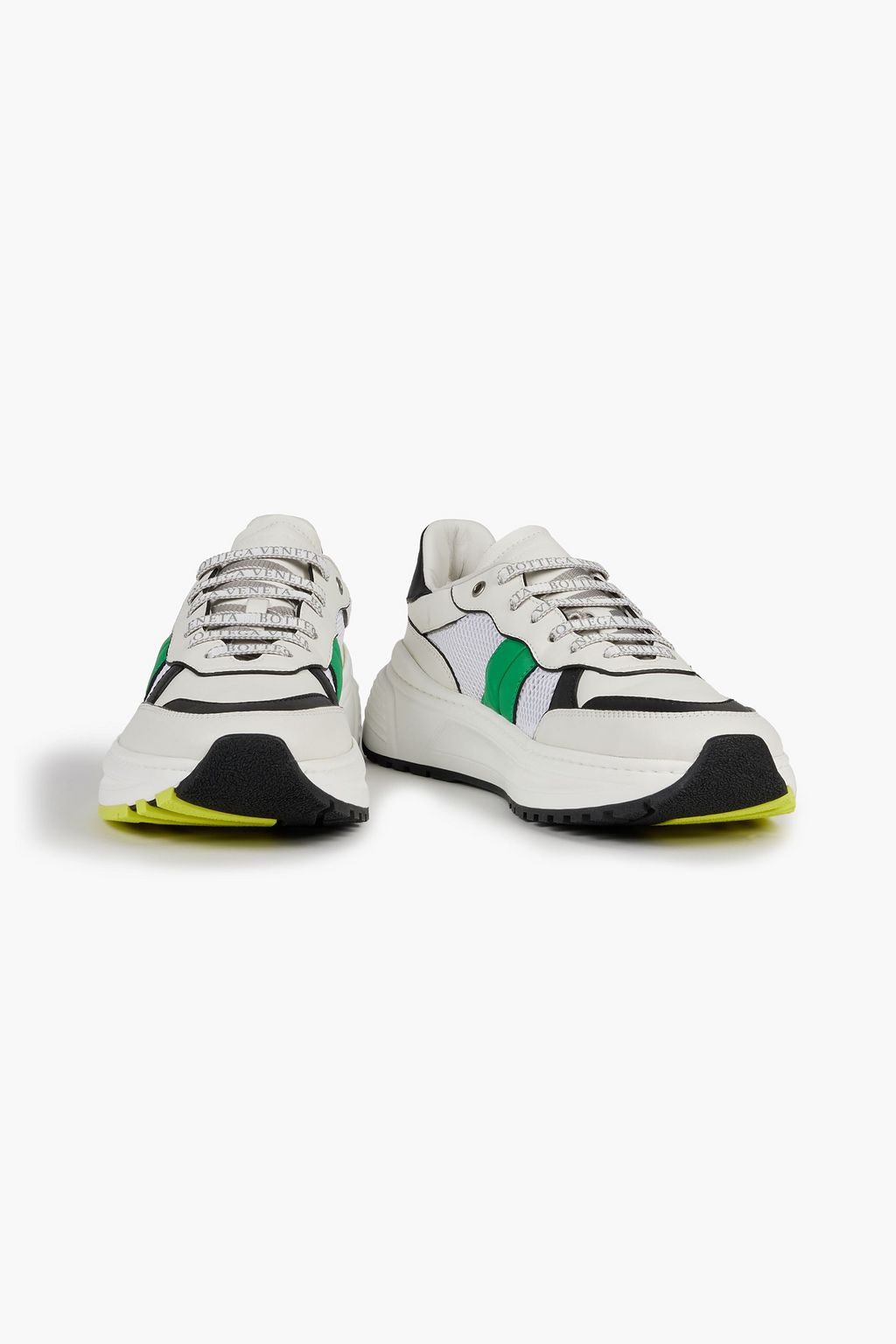 BOTTEGA VENETA Mesh and leather sneakers