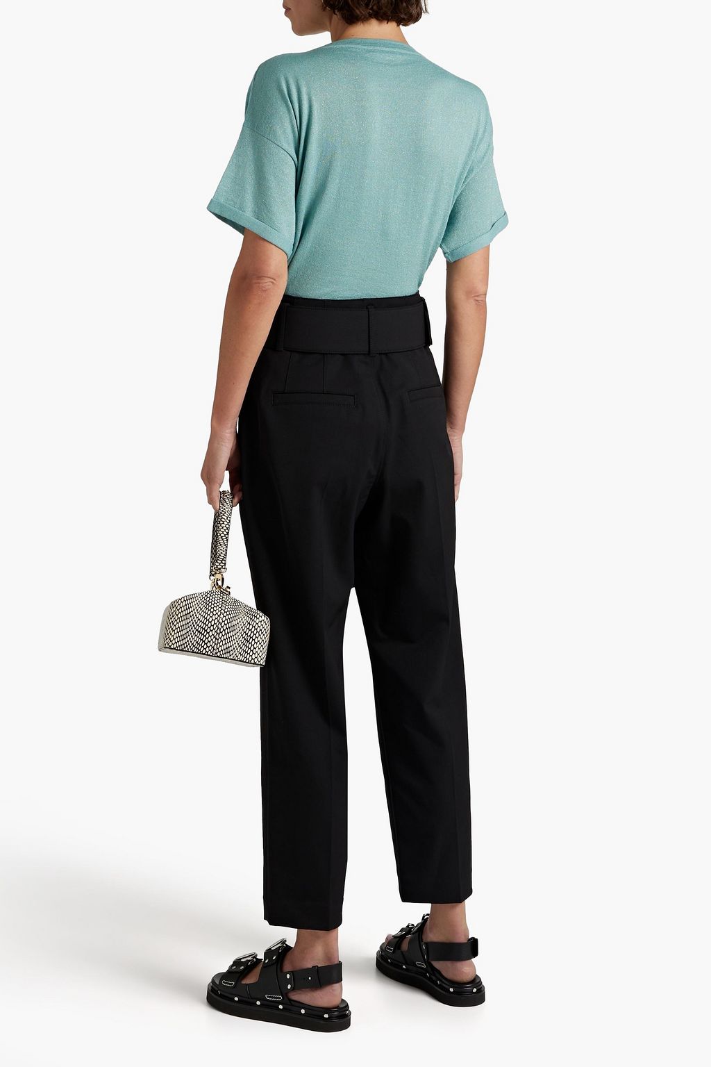 BRUNELLO CUCINELLI Belted wool-blend twill straight-leg pants