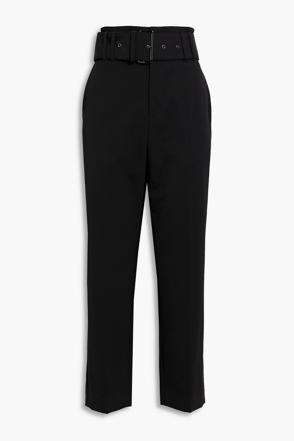 Brunello Cucinelli Belted Wool-blend Twill Straight-leg Pants In Black