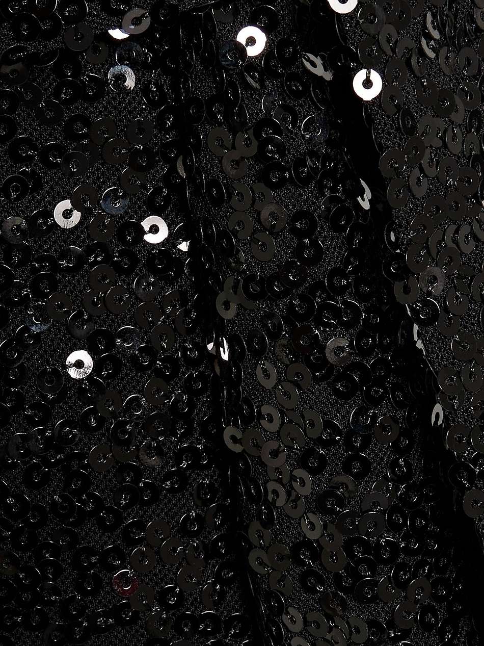 asymmetric crepe de chine-paneled sequined tulle midi dress