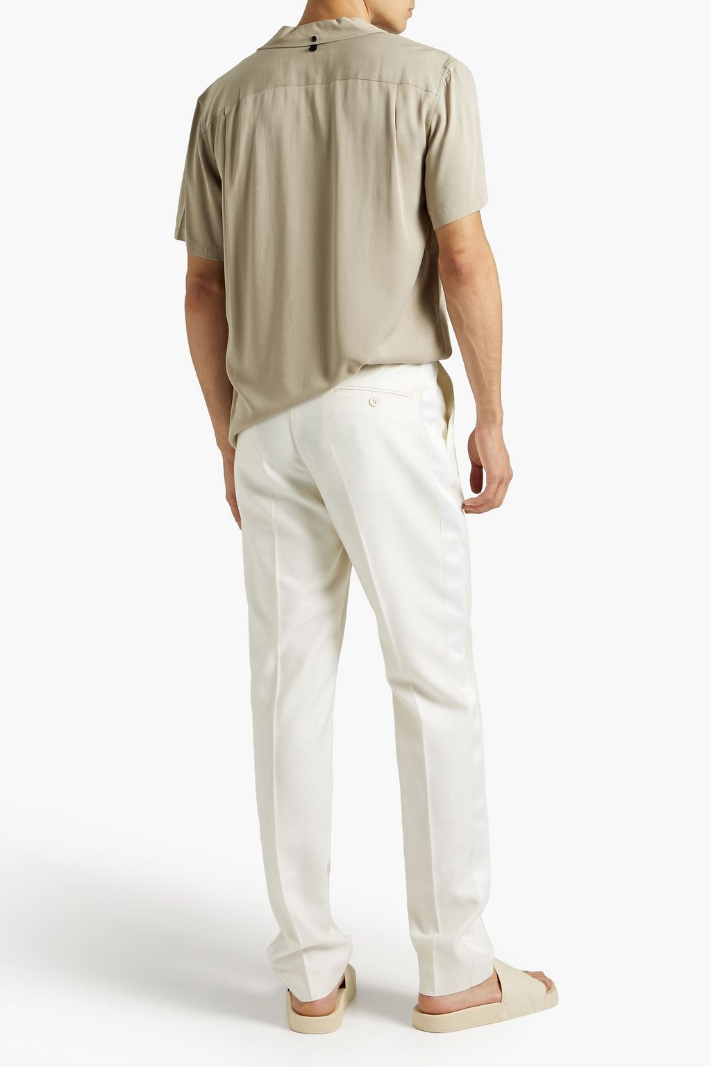 BALMAIN Slim-fit satin-trimmed wool pants