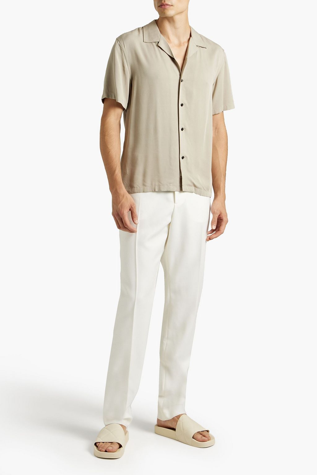 BALMAIN Slim-fit satin-trimmed wool pants