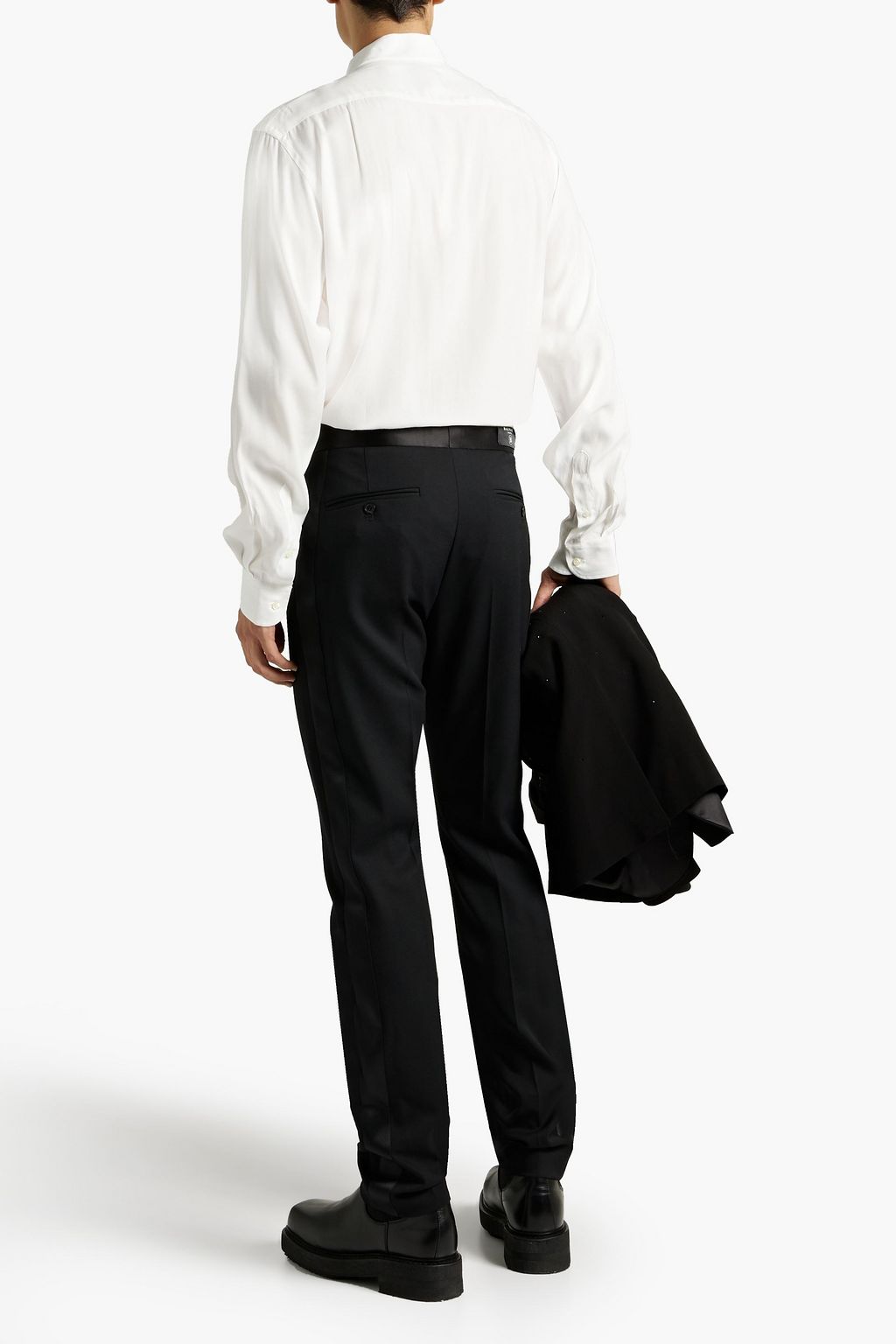 BALMAIN Slim-fit satin-trimmed wool-blend suit pants