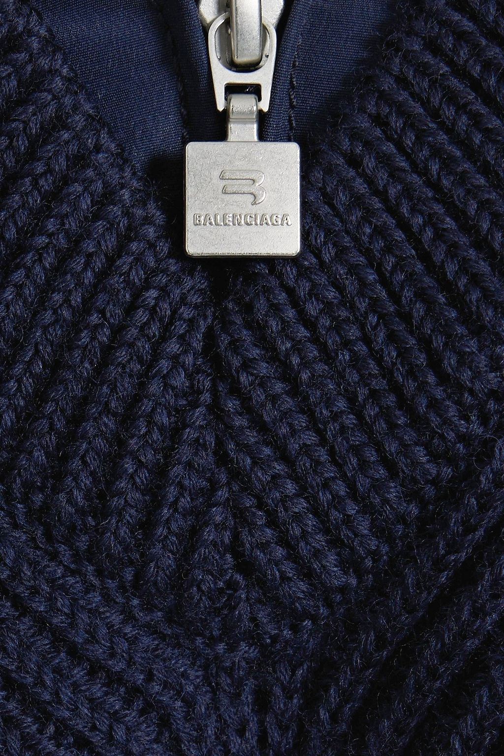 BALENCIAGA Shell-paneled ribbed wool half-zip sweater