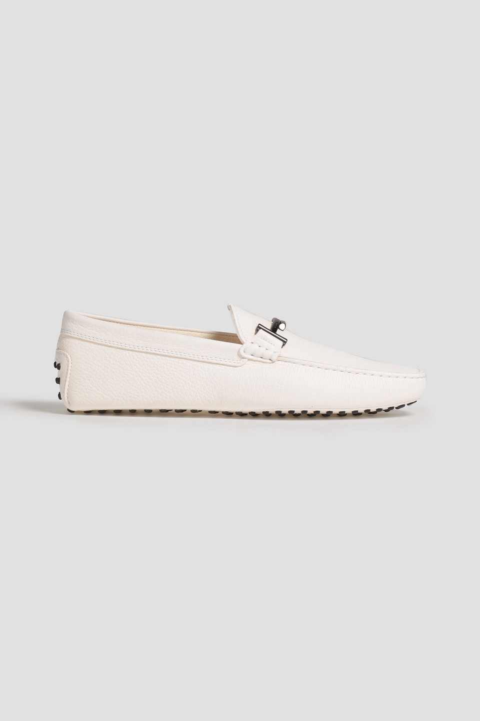 Tod's Double T Pebbled-leather Driving Shoes In White