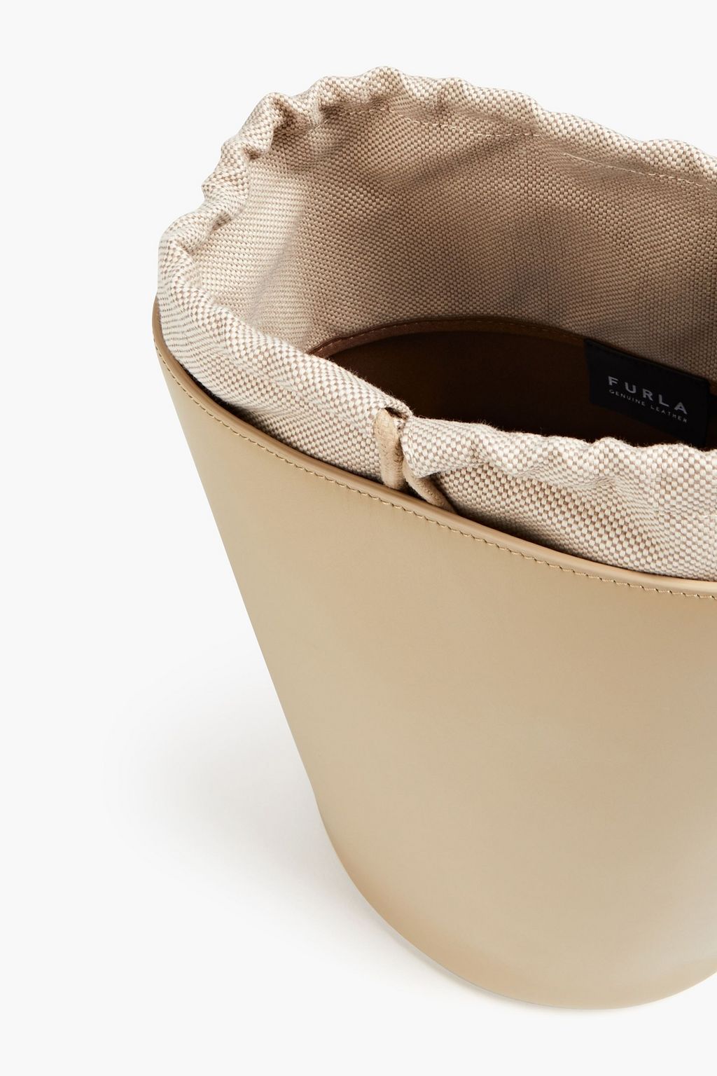 FURLA Lipari canvas-paneled leather bucket bag