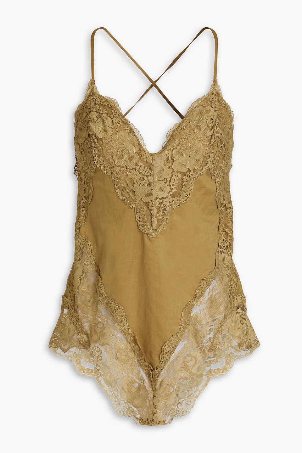 Zimmermann Teddy Lace-trimmed Cotton Bodysuit In Brown